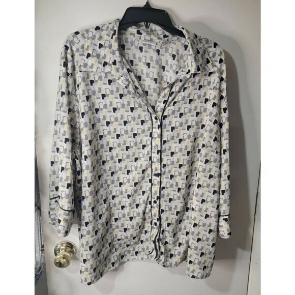 COVINTON BUTTON DOWN TOP 3/4 SLEEVE PLUS SIZE 24-26W - Picture 1 of 4